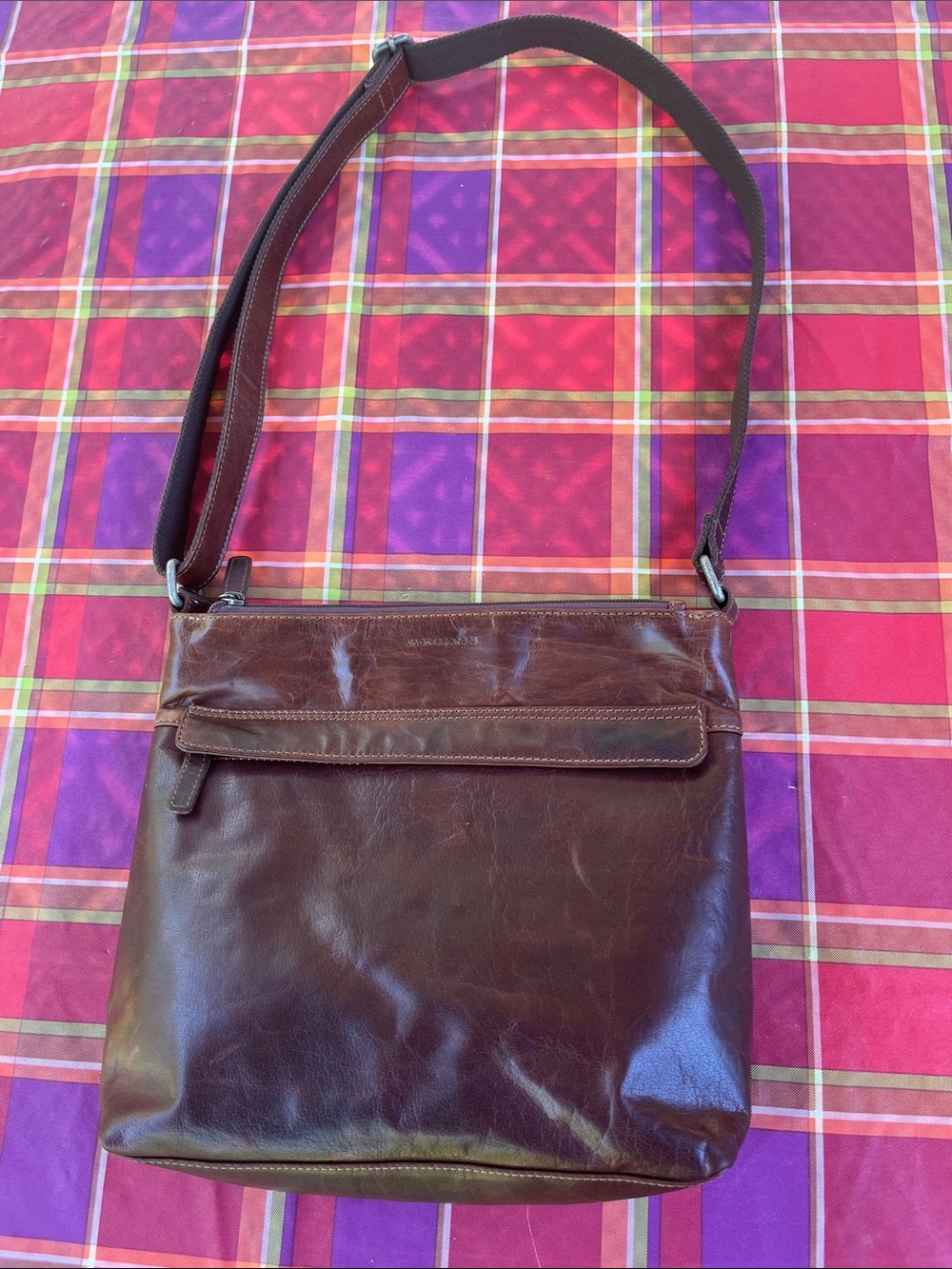 JACK GEORGES Brown leather crossbody bag